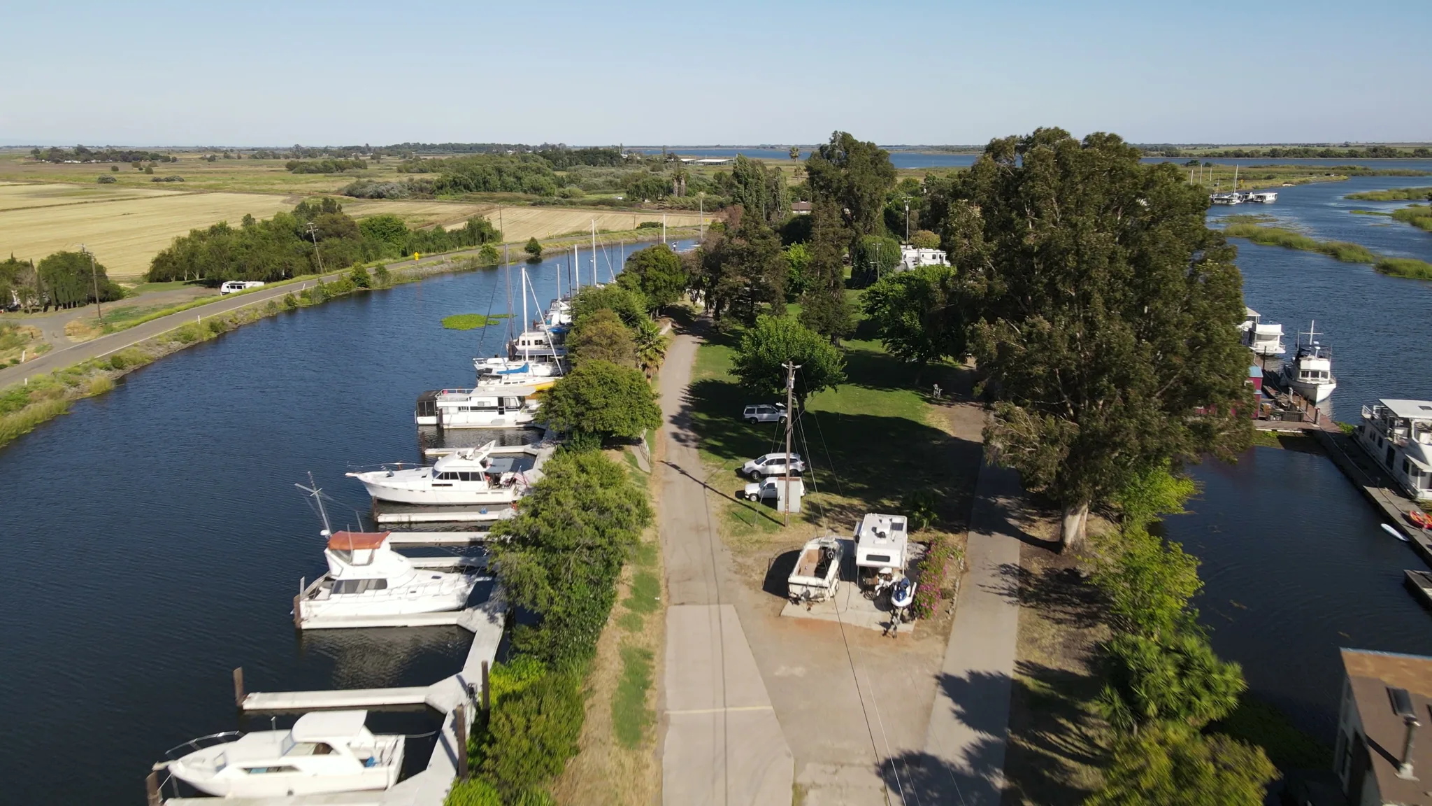 Aerial view of Brother's Island Marina — boats, docks, marina