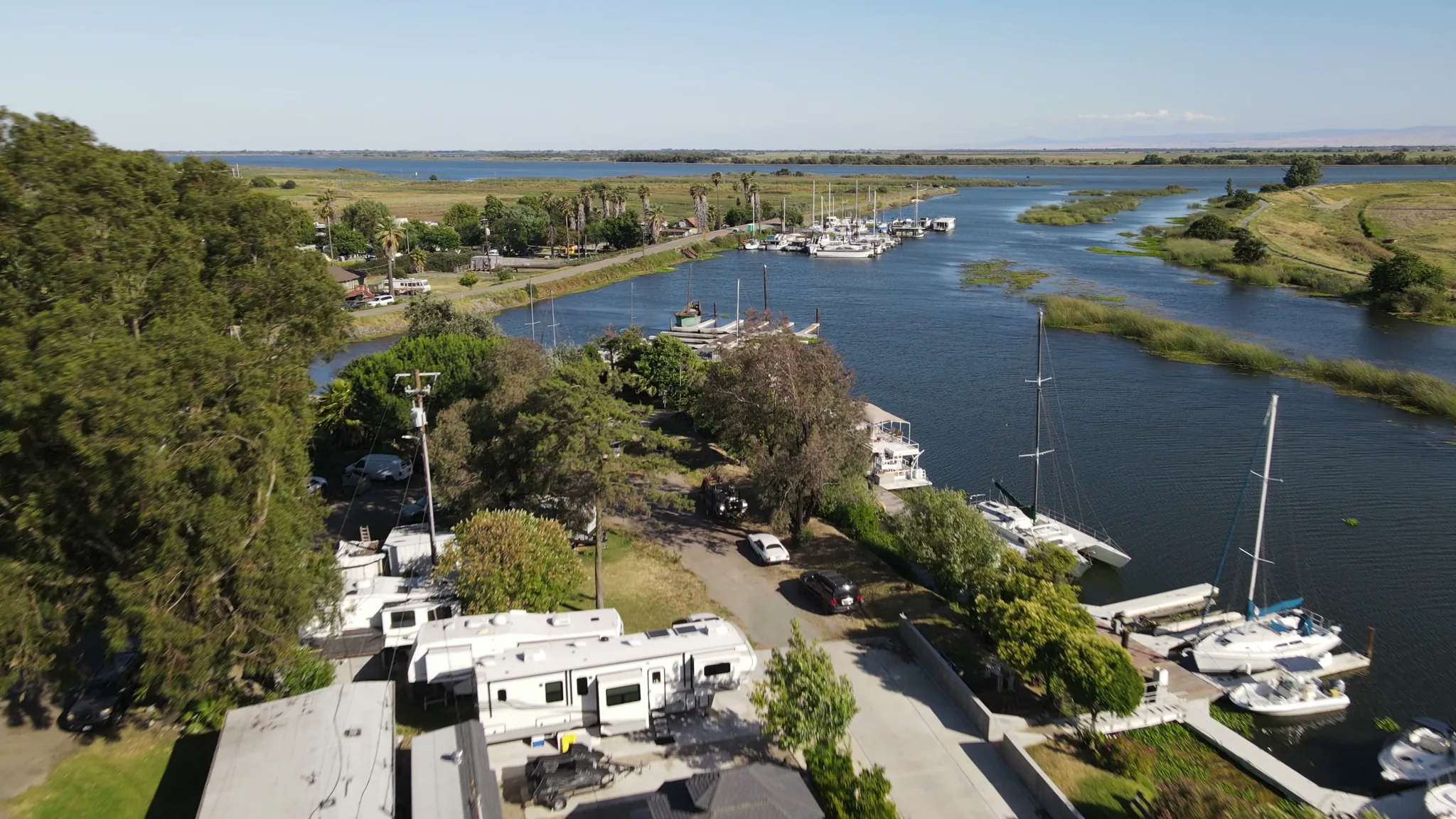 Aerial view of Brother's Island Marina — marina, campground, waterfront