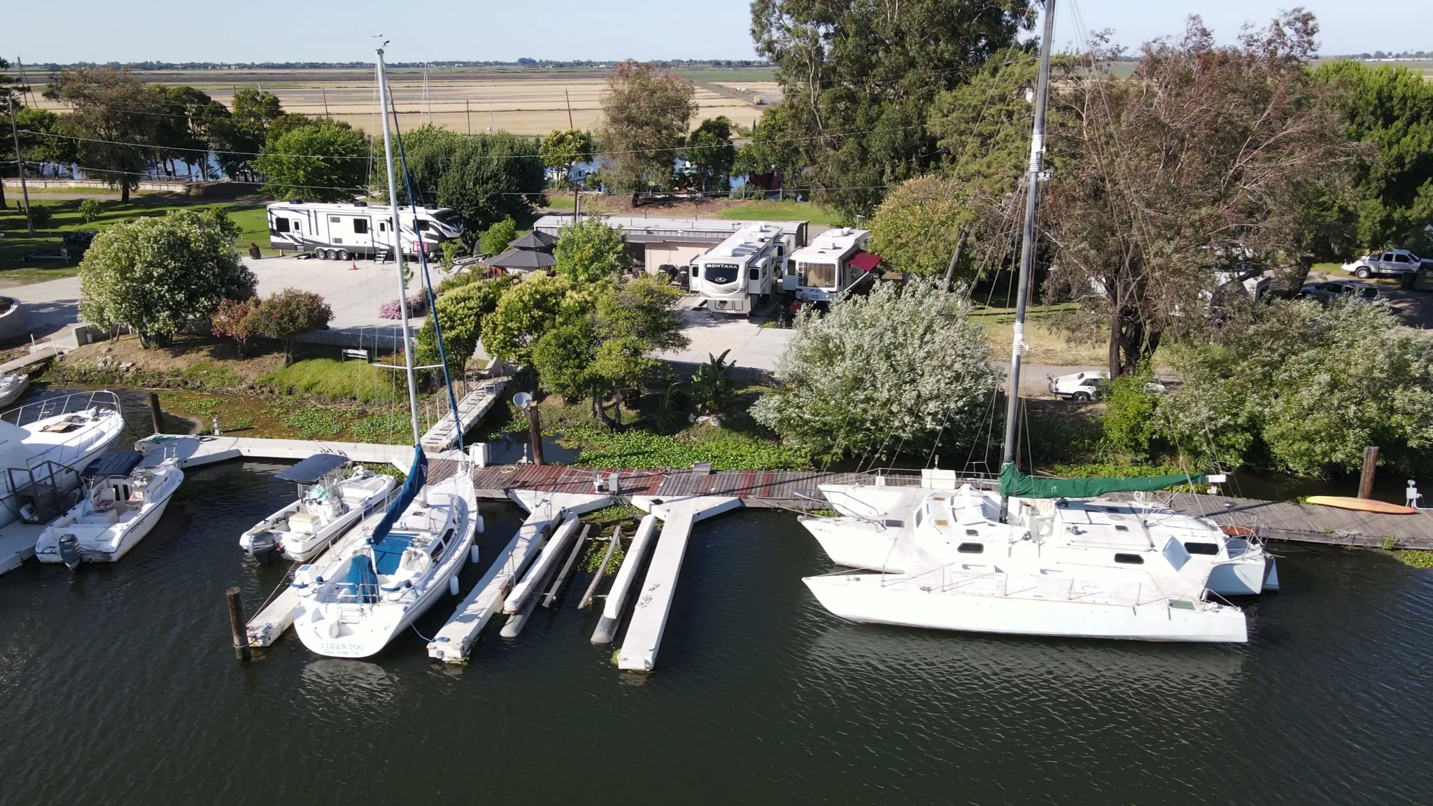 Aerial view of Brother's Island Marina — boats, marina, docks