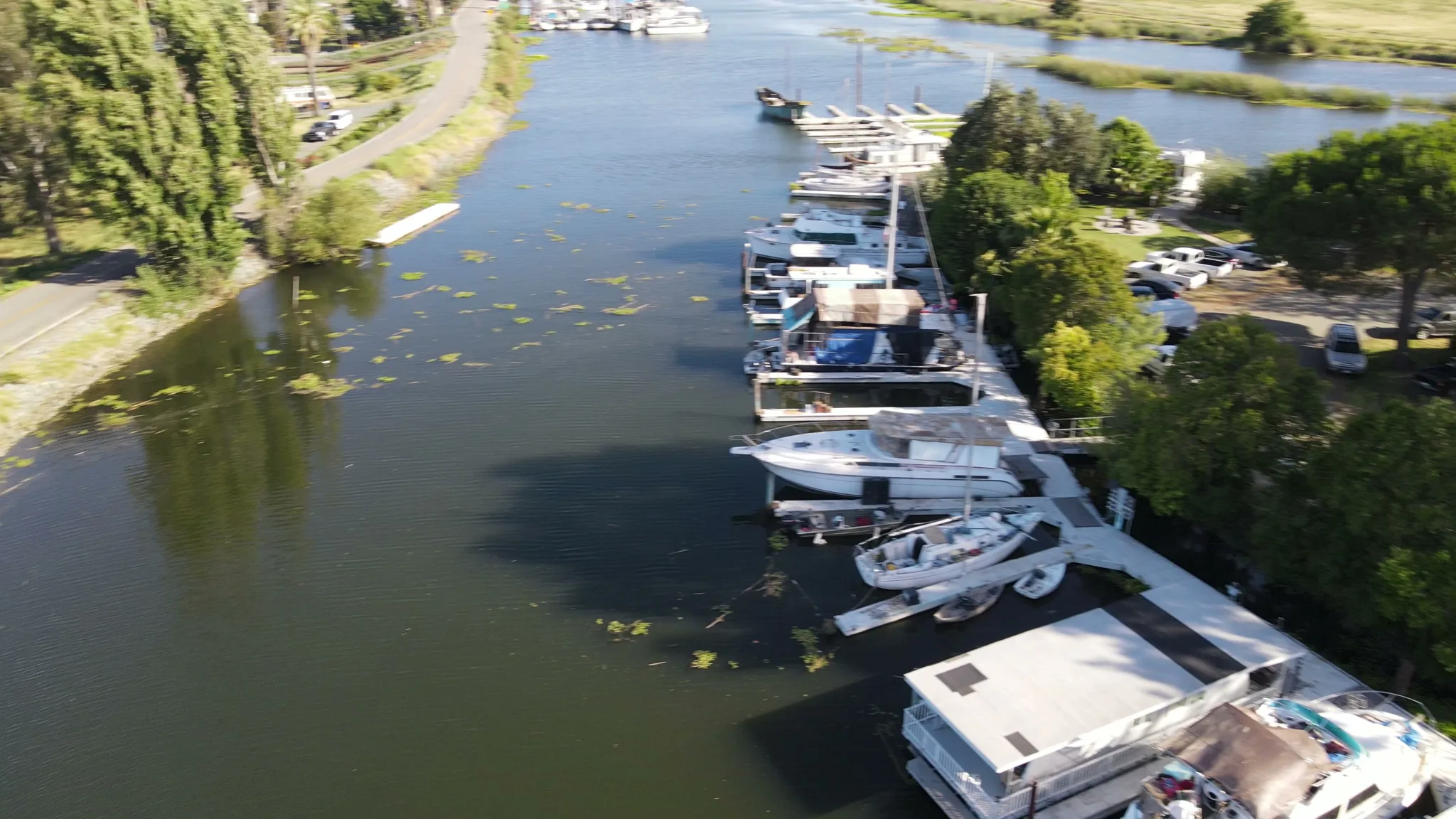 Aerial view of Brother's Island Marina — boats, docks, marina